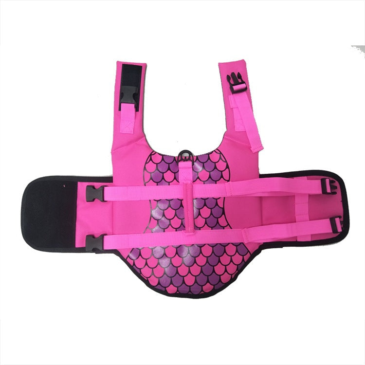 KFX-1216701 Rose Red & Silver Grey Pet Life Jacket - Safe & Durable Polyester Vest, Sizes XS to L