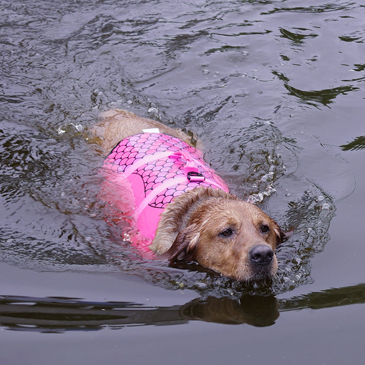 KFX-1216701 Rose Red & Silver Grey Pet Life Jacket - Safe & Durable Polyester Vest, Sizes XS to L