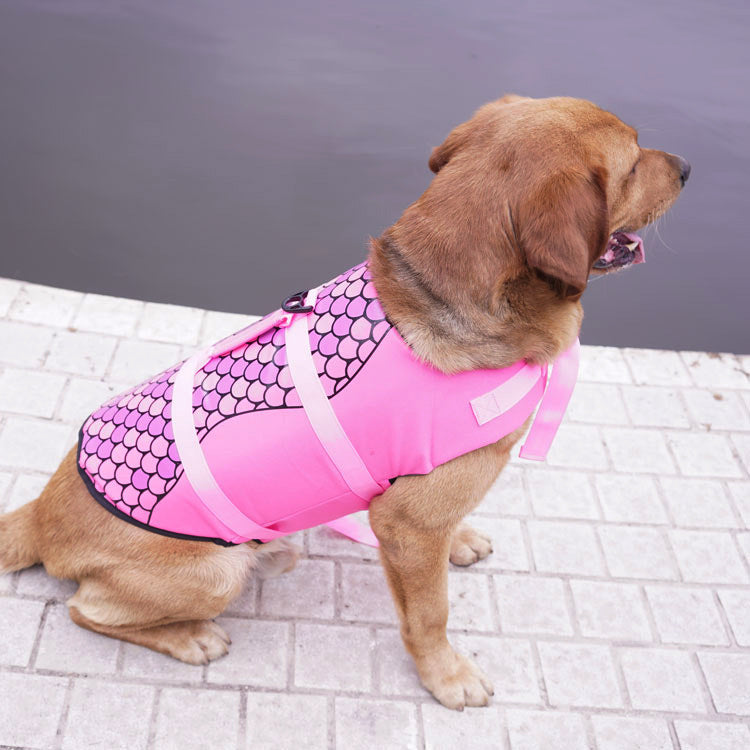 KFX-1216701 Rose Red & Silver Grey Pet Life Jacket - Safe & Durable Polyester Vest, Sizes XS to L