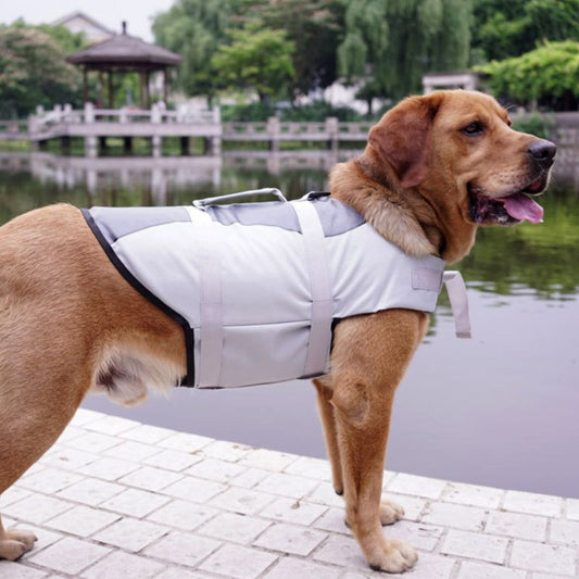 KFX-1216701 Rose Red & Silver Grey Pet Life Jacket - Safe & Durable Polyester Vest, Sizes XS to L