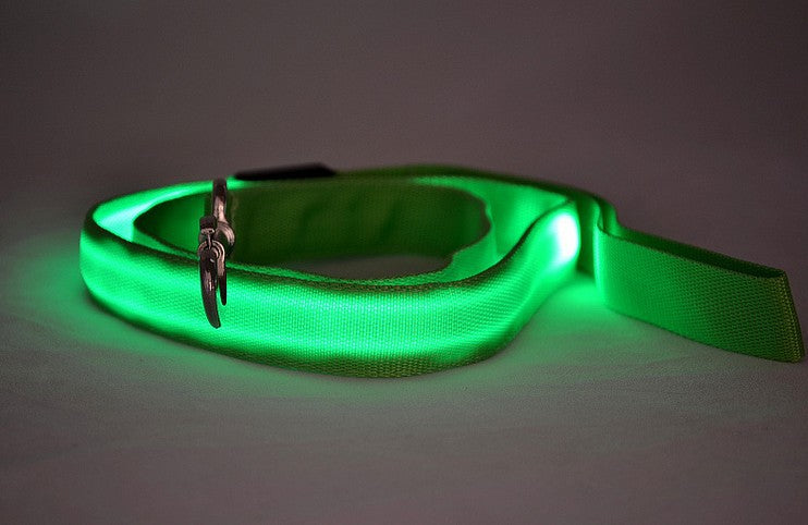 KFX-1217213 LED Adjustable Nylon Traction Belt Dog Leash with Multicolor Light - 120CM Length, 2.5CM Width