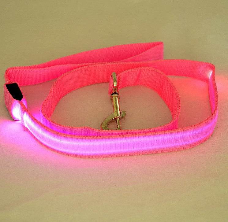 KFX-1217213 LED Adjustable Nylon Traction Belt Dog Leash with Multicolor Light - 120CM Length, 2.5CM Width
