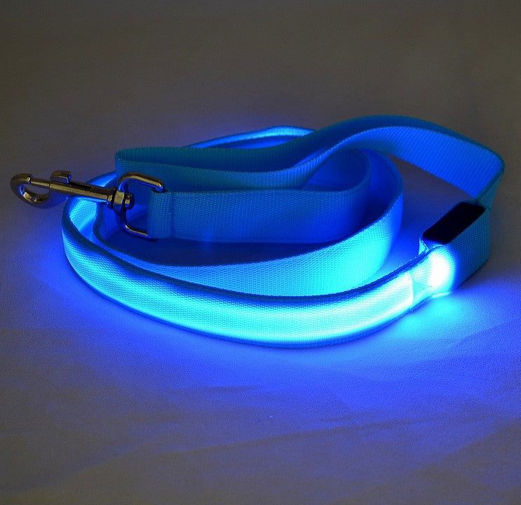 KFX-1217213 LED Adjustable Nylon Traction Belt Dog Leash with Multicolor Light - 120CM Length, 2.5CM Width