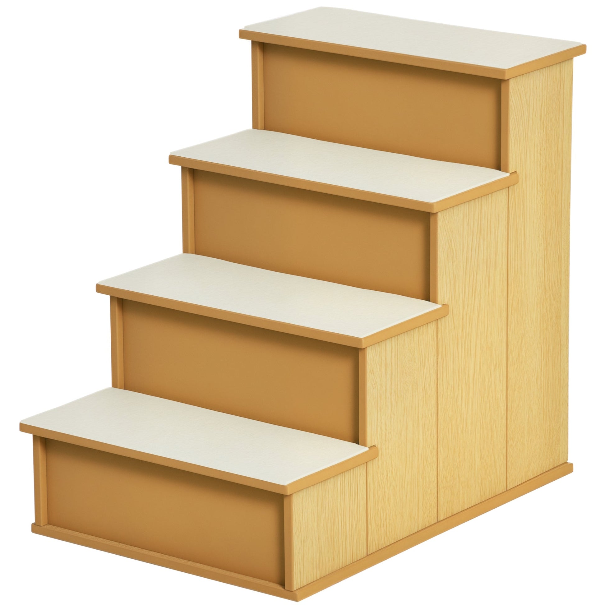 KFX-1218877 Cushioned Pet Stairs for Small Dogs and Cats, Removable Cover, Supports Up to 22 lbs, Natural Finish
