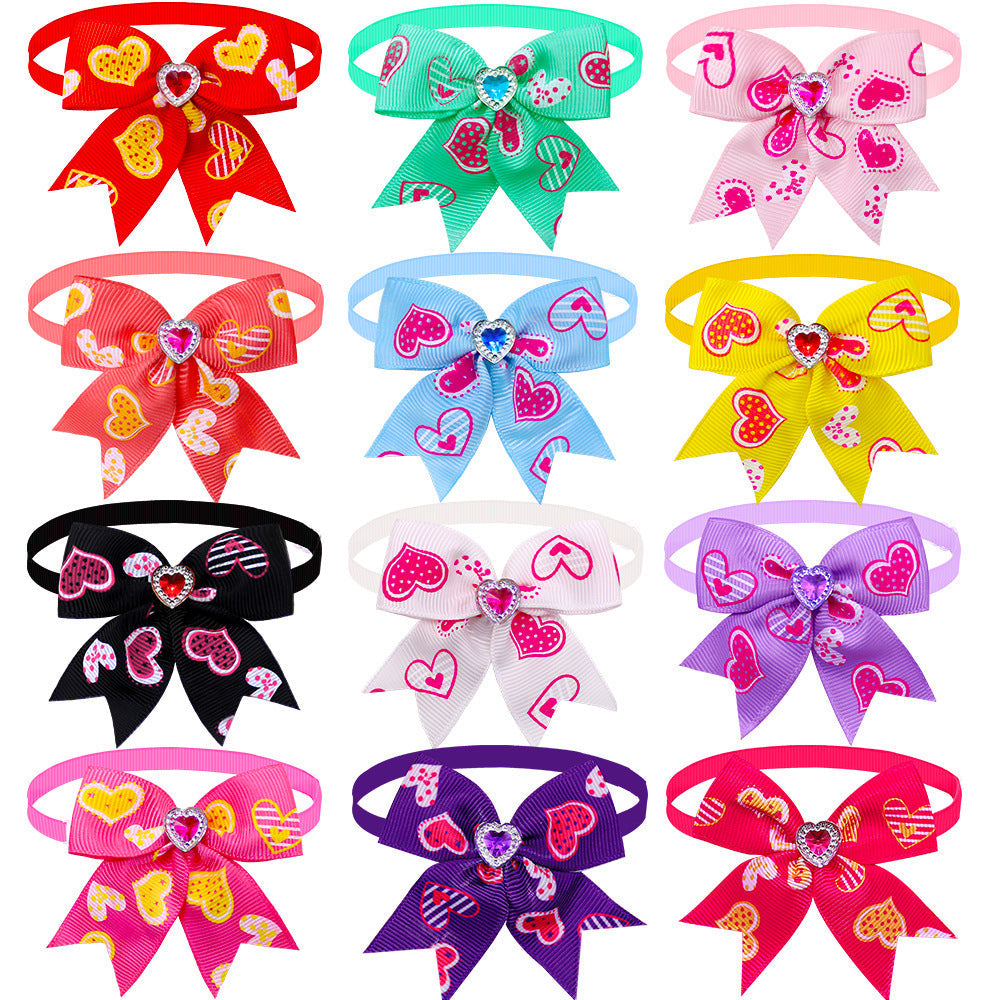 KFX-1219261 Candy Color Pet Bow Tie Accessory – Spring and Autumn Use, Various Patterns Available
