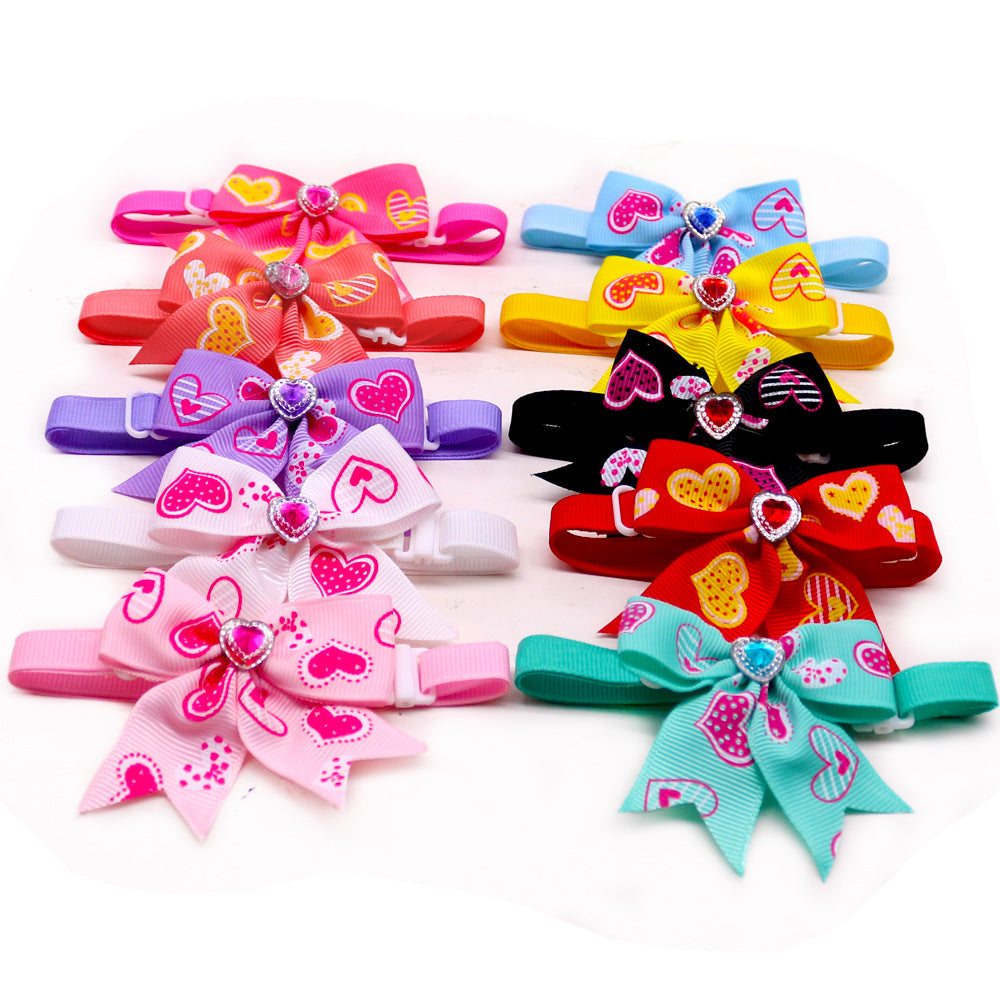 KFX-1219261 Candy Color Pet Bow Tie Accessory – Spring and Autumn Use, Various Patterns Available