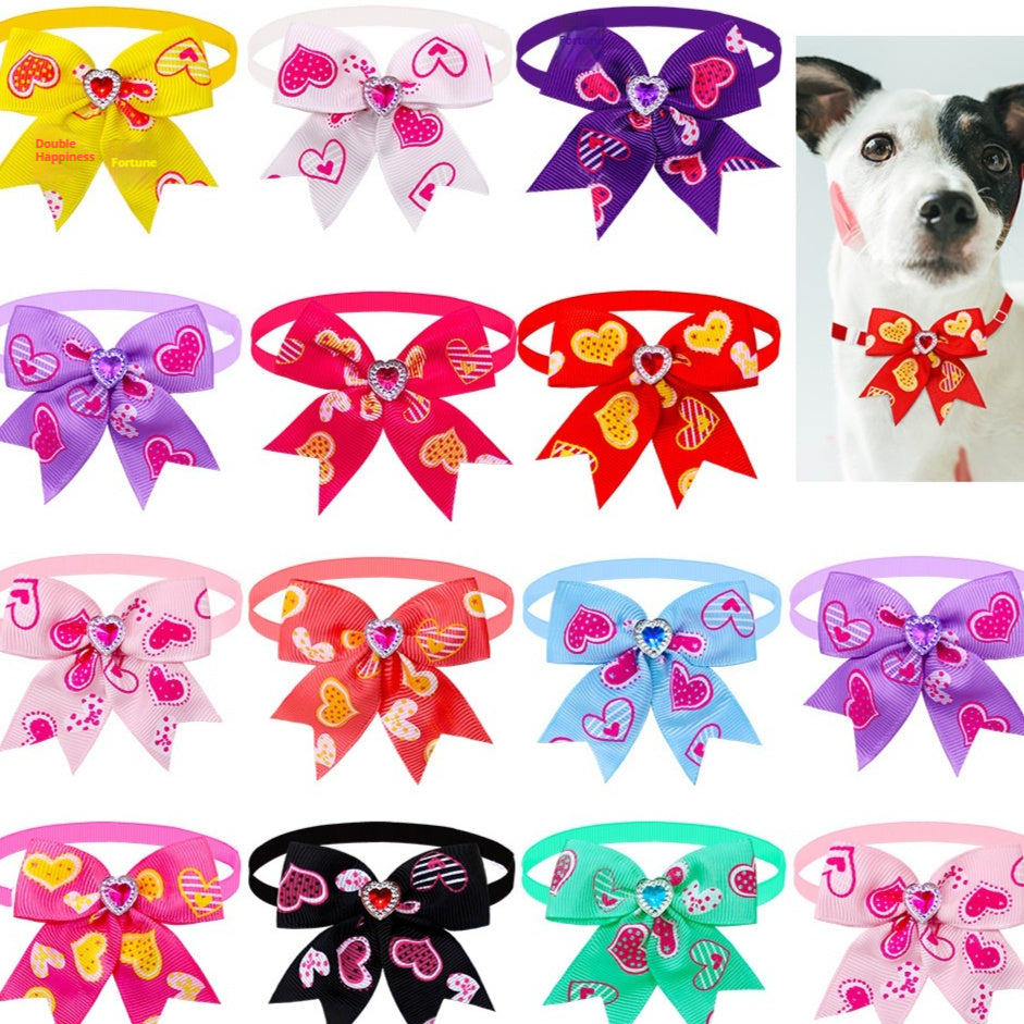 KFX-1219261 Candy Color Pet Bow Tie Accessory – Spring and Autumn Use, Various Patterns Available