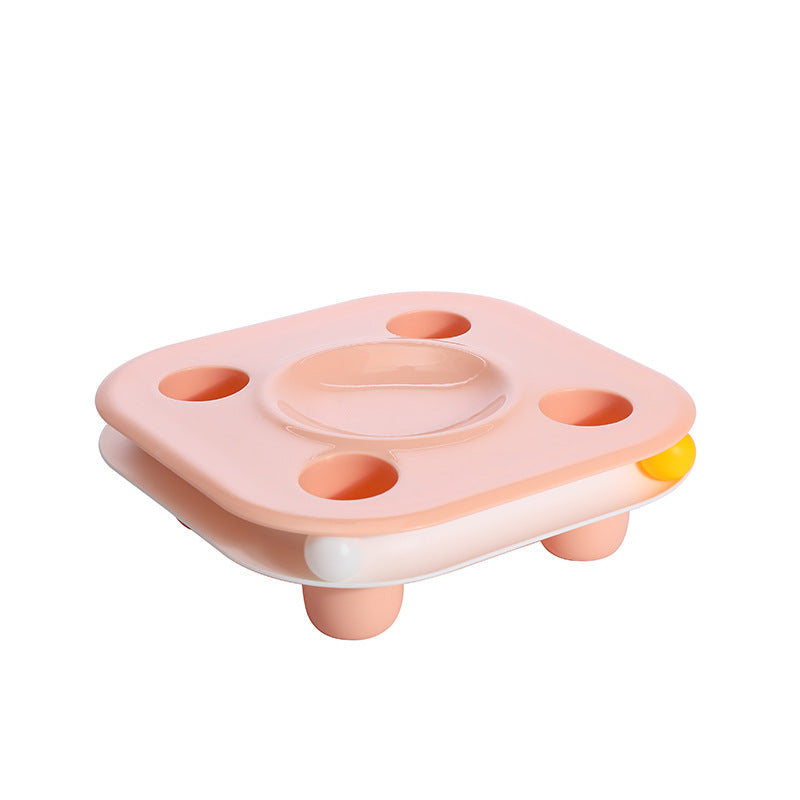 KFX-1220669 All-in-One Multifunctional Cat Food Bowl and Play Track Toy - Indigo/Pink, Green/White, Pink/White