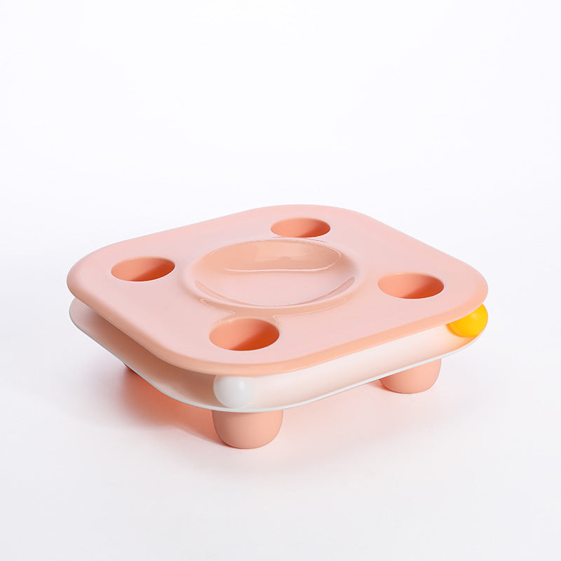 KFX-1220669 All-in-One Multifunctional Cat Food Bowl and Play Track Toy - Indigo/Pink, Green/White, Pink/White