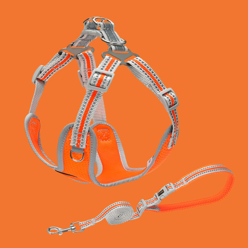 KFX-1222461 Reflective Dog Vest Collar with Breathable Traction Rope for Small to Medium Breeds