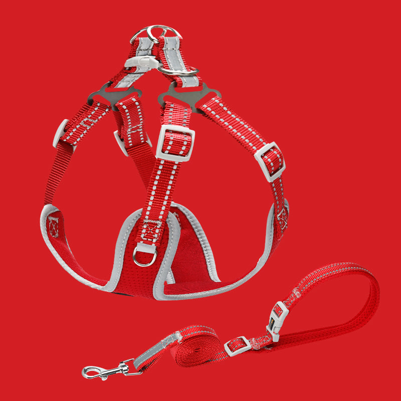 KFX-1222461 Reflective Dog Vest Collar with Breathable Traction Rope for Small to Medium Breeds