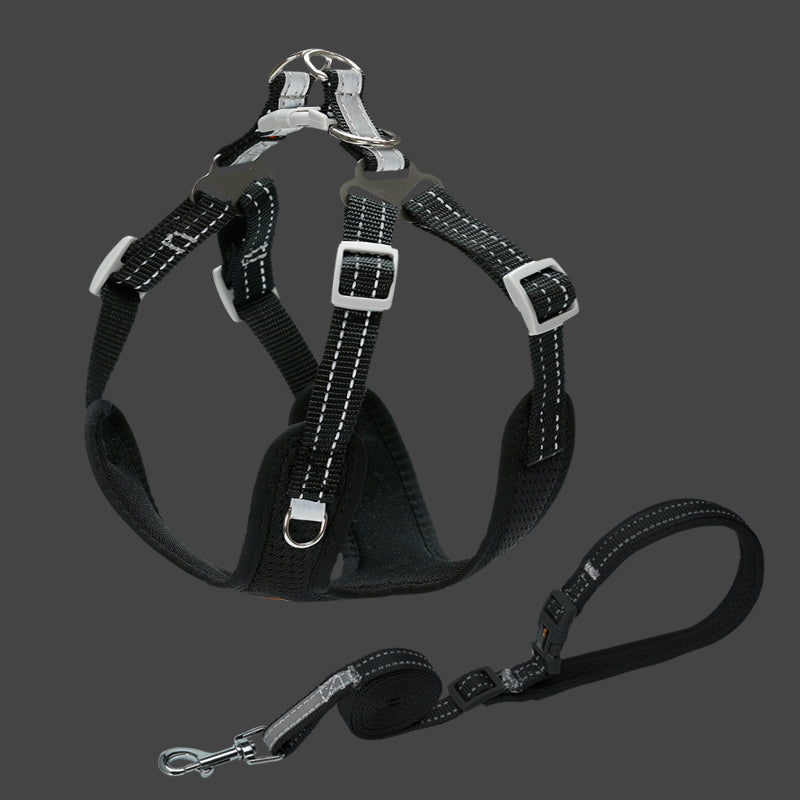 KFX-1222461 Reflective Dog Vest Collar with Breathable Traction Rope for Small to Medium Breeds