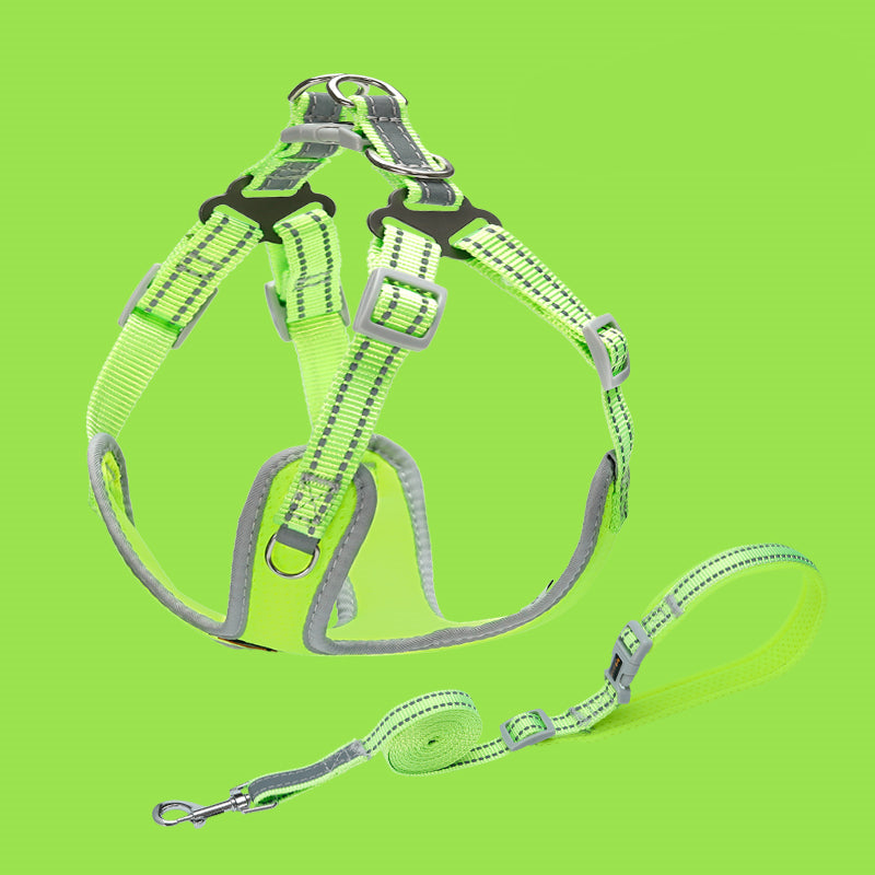 KFX-1222461 Reflective Dog Vest Collar with Breathable Traction Rope for Small to Medium Breeds