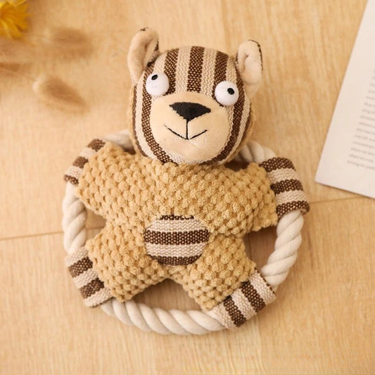 KFX-1222845 Durable Cotton Rope Dog Toy with Sound, Molar Teeth Cleaning & Knot Training Features