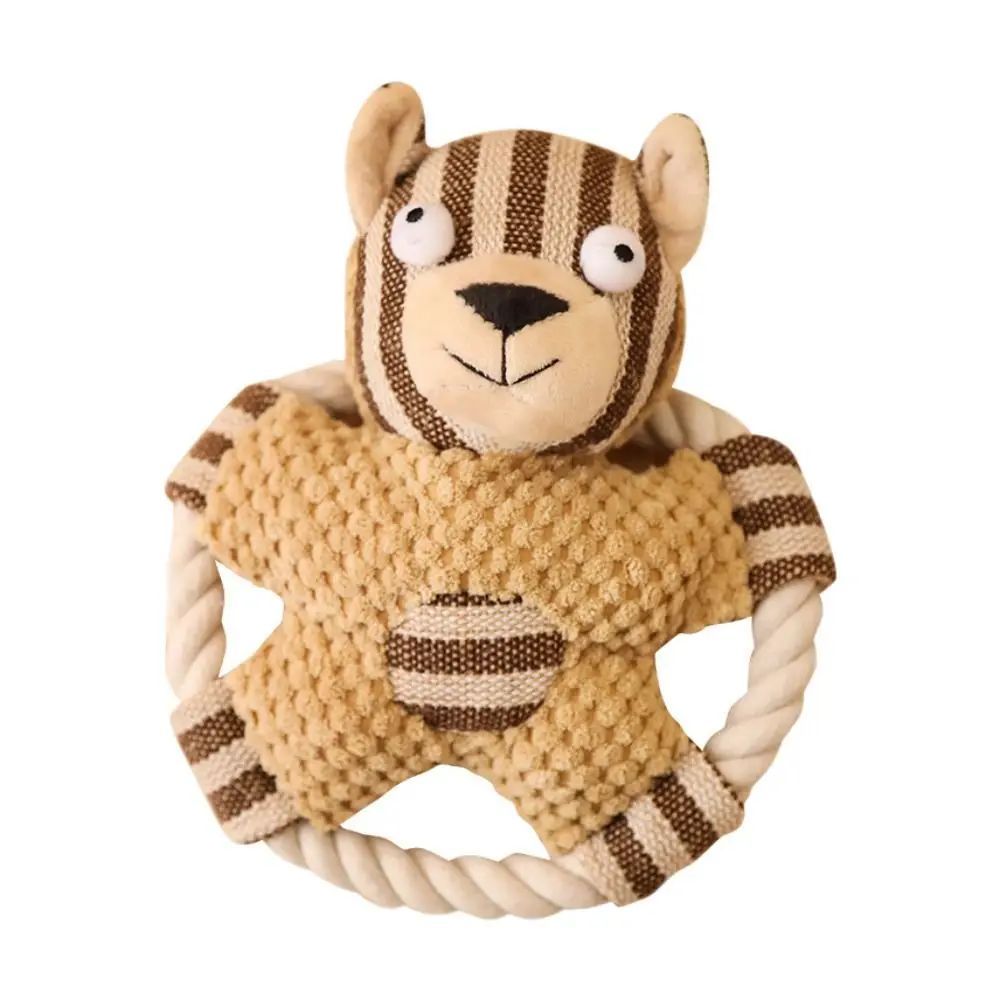 KFX-1222845 Durable Cotton Rope Dog Toy with Sound, Molar Teeth Cleaning & Knot Training Features