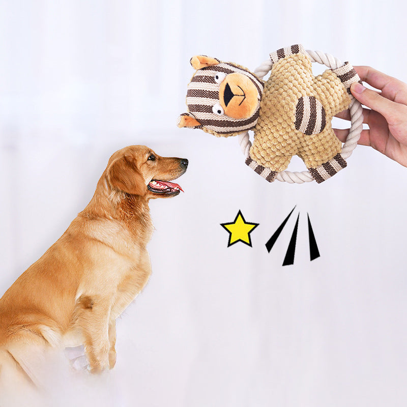 KFX-1222845 Durable Cotton Rope Dog Toy with Sound, Molar Teeth Cleaning & Knot Training Features