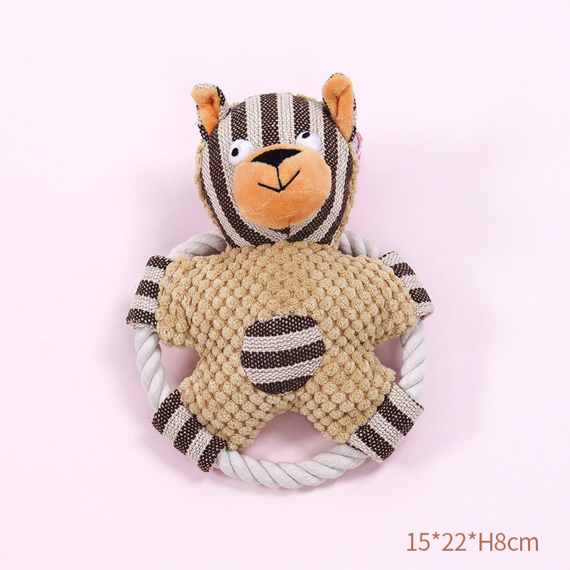 KFX-1222845 Durable Cotton Rope Dog Toy with Sound, Molar Teeth Cleaning & Knot Training Features