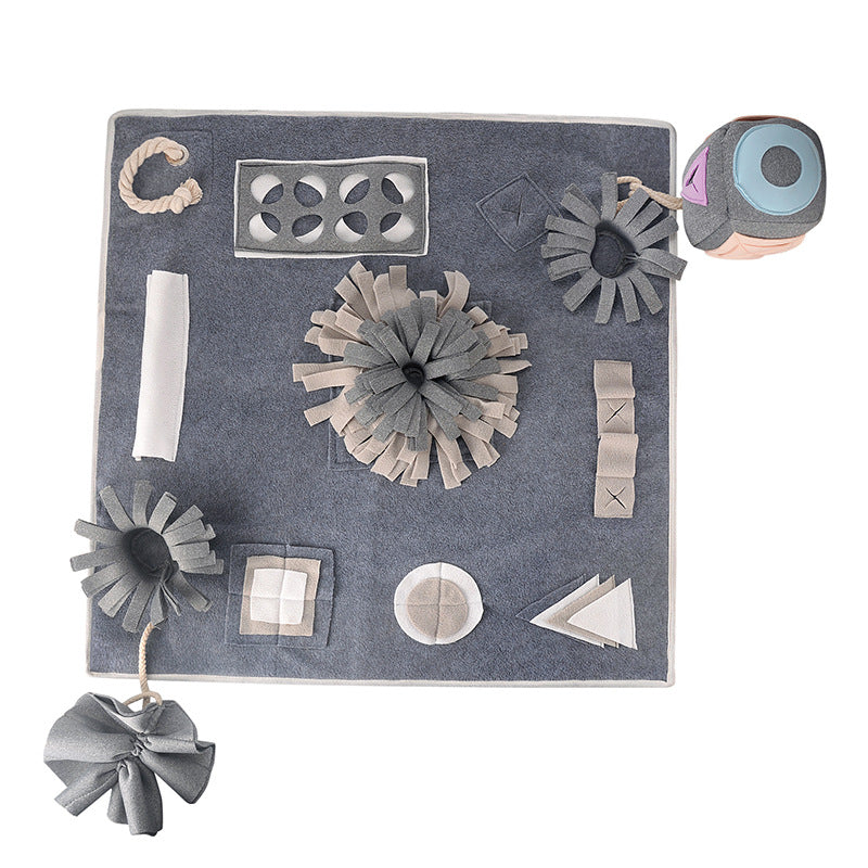 KFX-1223997 Interactive Dog Sniffing Mat in Gray - Soft Polar Flannel, 70x70CM, Perfect for Engaging Play