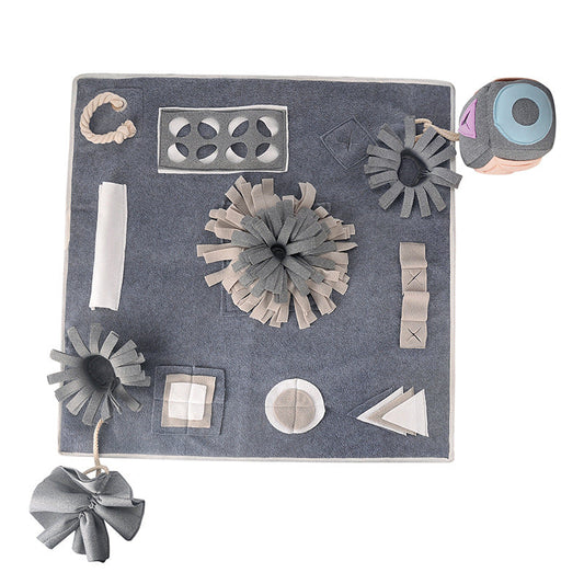 KFX-1223997 Interactive Dog Sniffing Mat in Gray - Soft Polar Flannel, 70x70CM, Perfect for Engaging Play