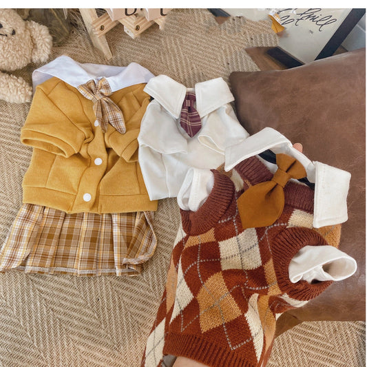 KFX-1226941 Pet Dress in British Plaid Design – Spring Collection Sweater Vest & Dress Options