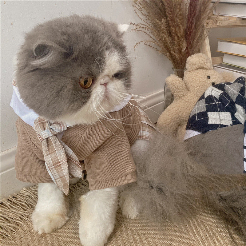 KFX-1226941 Pet Dress in British Plaid Design – Spring Collection Sweater Vest & Dress Options