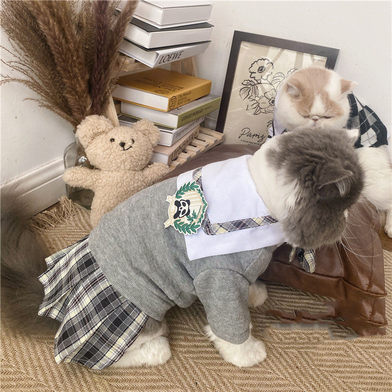 KFX-1226941 Pet Dress in British Plaid Design – Spring Collection Sweater Vest & Dress Options