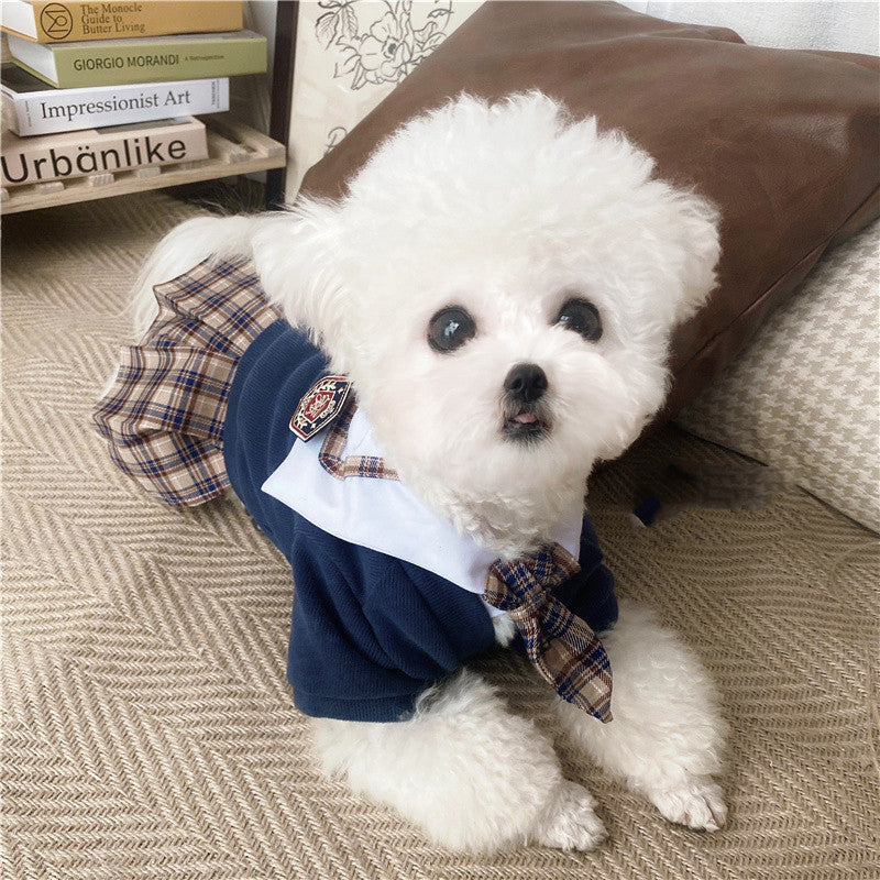 KFX-1226941 Pet Dress in British Plaid Design – Spring Collection Sweater Vest & Dress Options