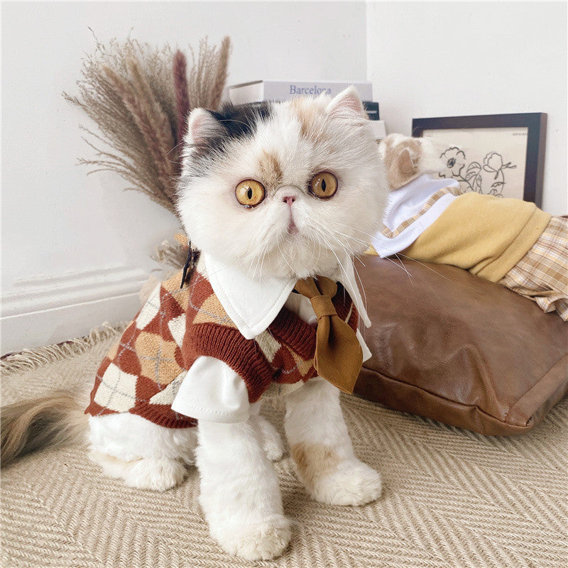 KFX-1226941 Pet Dress in British Plaid Design – Spring Collection Sweater Vest & Dress Options