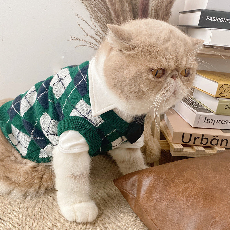 KFX-1226941 Pet Dress in British Plaid Design – Spring Collection Sweater Vest & Dress Options