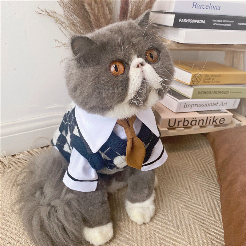 KFX-1226941 Pet Dress in British Plaid Design – Spring Collection Sweater Vest & Dress Options