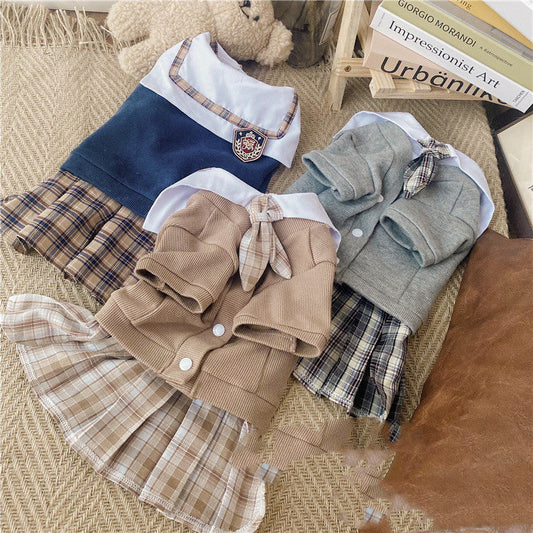 KFX-1226941 Pet Dress in British Plaid Design – Spring Collection Sweater Vest & Dress Options
