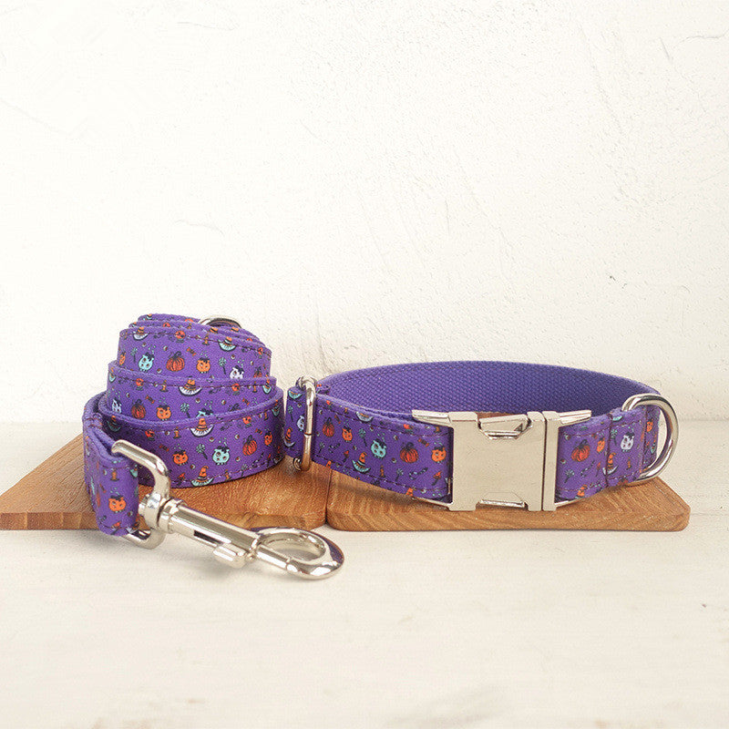 KFX-1230909 Purple Halloween Pet Set Dog Collar for Fashionable Pets