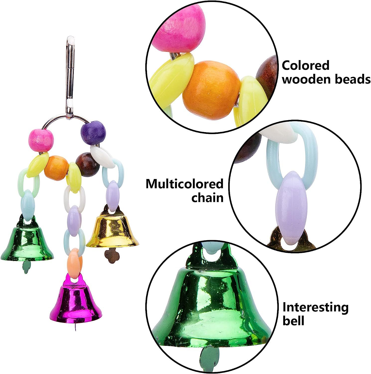 KFX-1232189 Wooden Parrot Toy Set with 7 Accessories for Birds - Swing, Perch, and More