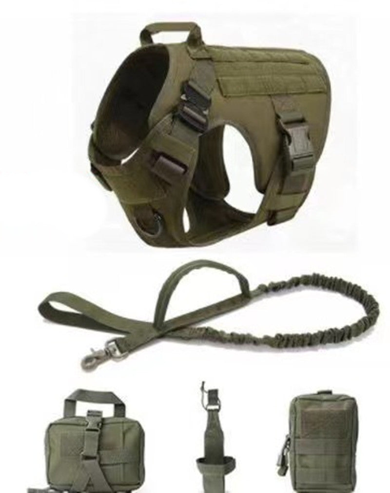 KFX-1234493 Tactical Elastic Leash and Harness Set for Pets - Nylon, Multiple Colors Available