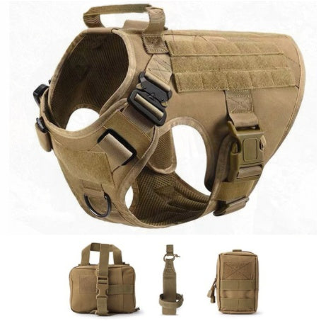 KFX-1234493 Tactical Elastic Leash and Harness Set for Pets - Nylon, Multiple Colors Available