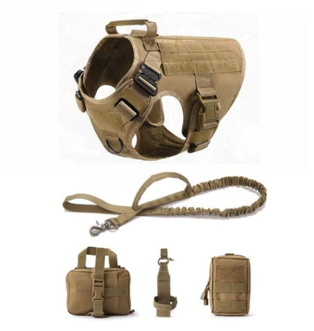 KFX-1234493 Tactical Elastic Leash and Harness Set for Pets - Nylon, Multiple Colors Available