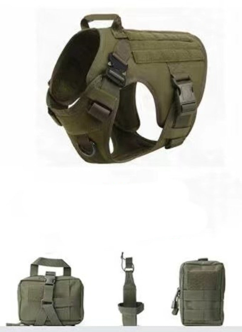KFX-1234493 Tactical Elastic Leash and Harness Set for Pets - Nylon, Multiple Colors Available