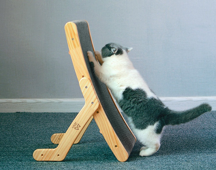KFX-1234877 Durable Corrugated Cat Scratch Board with Solid Wood Frame - 55 x 32.5 x 13 cm