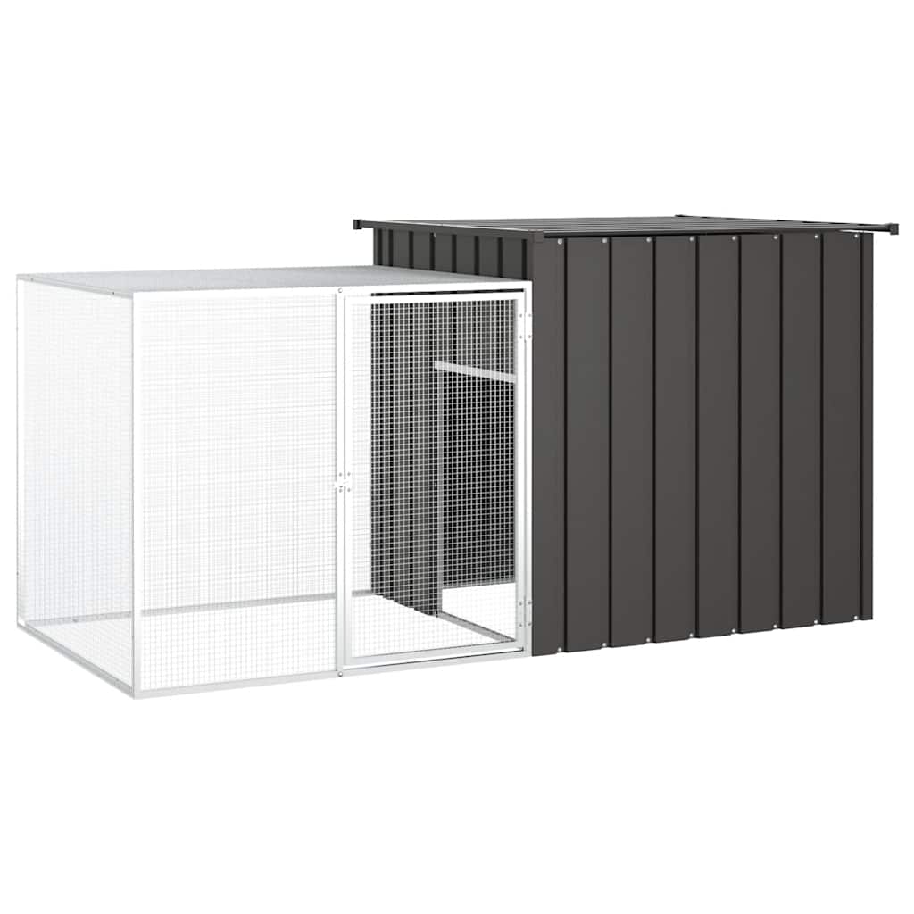 KFX-1236285 Galvanized Steel Chicken Coop - Anthracite 200x91x100 cm with Secure Gate and Easy Assembly