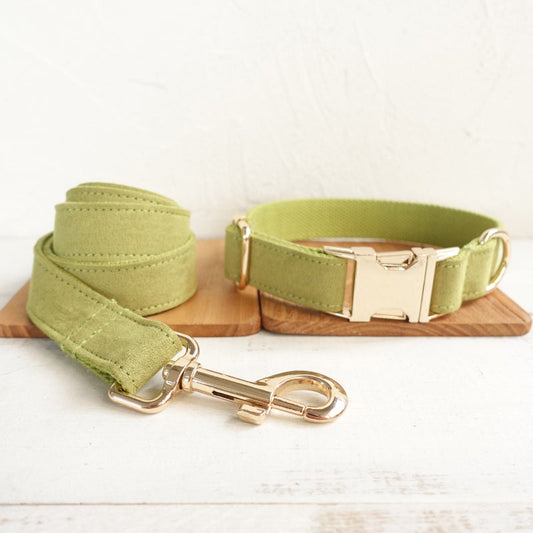 KFX-1236669 Comfortable Green Polyester Fiber Dog Collar & Leash Set - All Season Sizes XS to XL