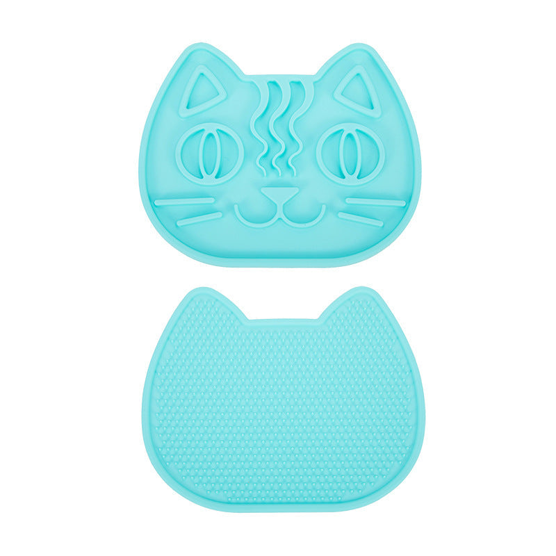 KFX-1238461 Double-Sided Slow Feed Licking Mat for Cats and Small Dogs in Macaron Green, Delicious Purple, Coral Red