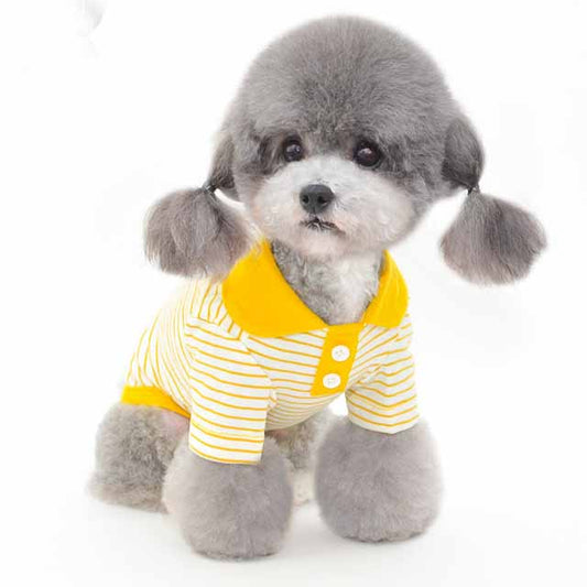 KFX-1238845 Colorful Striped Polo Shirt for Pets - Cotton/Spandex Blend