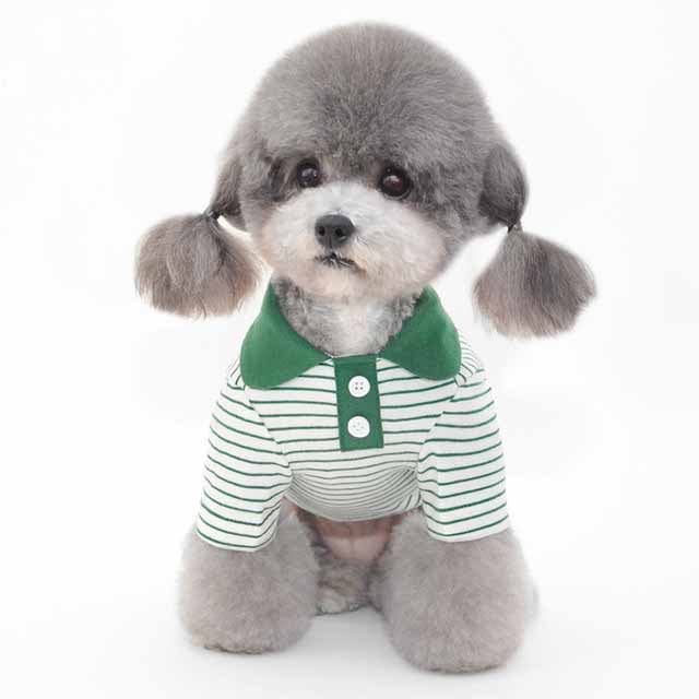 KFX-1238845 Colorful Striped Polo Shirt for Pets - Cotton/Spandex Blend