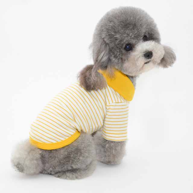 KFX-1238845 Colorful Striped Polo Shirt for Pets - Cotton/Spandex Blend