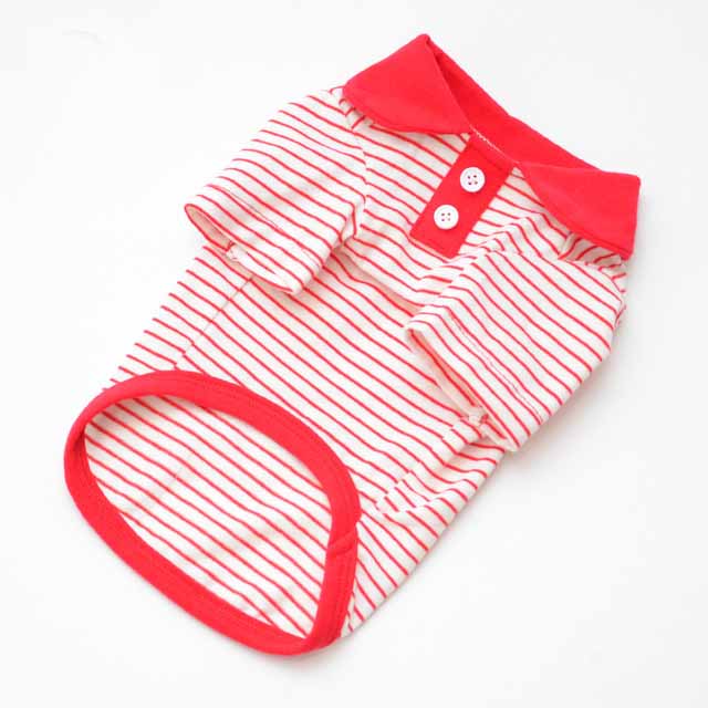 KFX-1238845 Colorful Striped Polo Shirt for Pets - Cotton/Spandex Blend