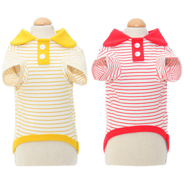 KFX-1238845 Colorful Striped Polo Shirt for Pets - Cotton/Spandex Blend