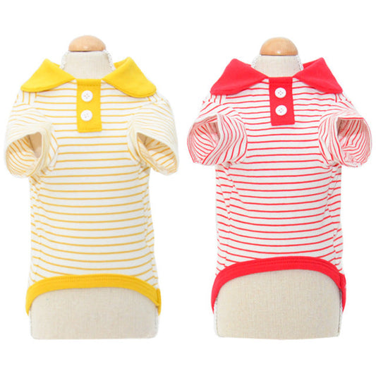 KFX-1238845 Colorful Striped Polo Shirt for Pets - Cotton/Spandex Blend
