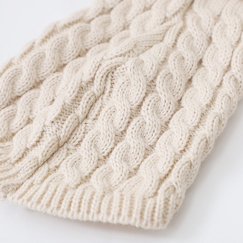 KFX-1240253 Cozy Cable-Knit Pet Sweater in Black, Wine Red, White, and Khaki