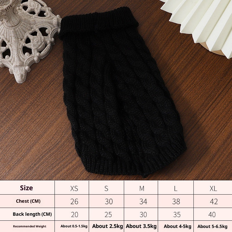 KFX-1240253 Cozy Cable-Knit Pet Sweater in Black, Wine Red, White, and Khaki