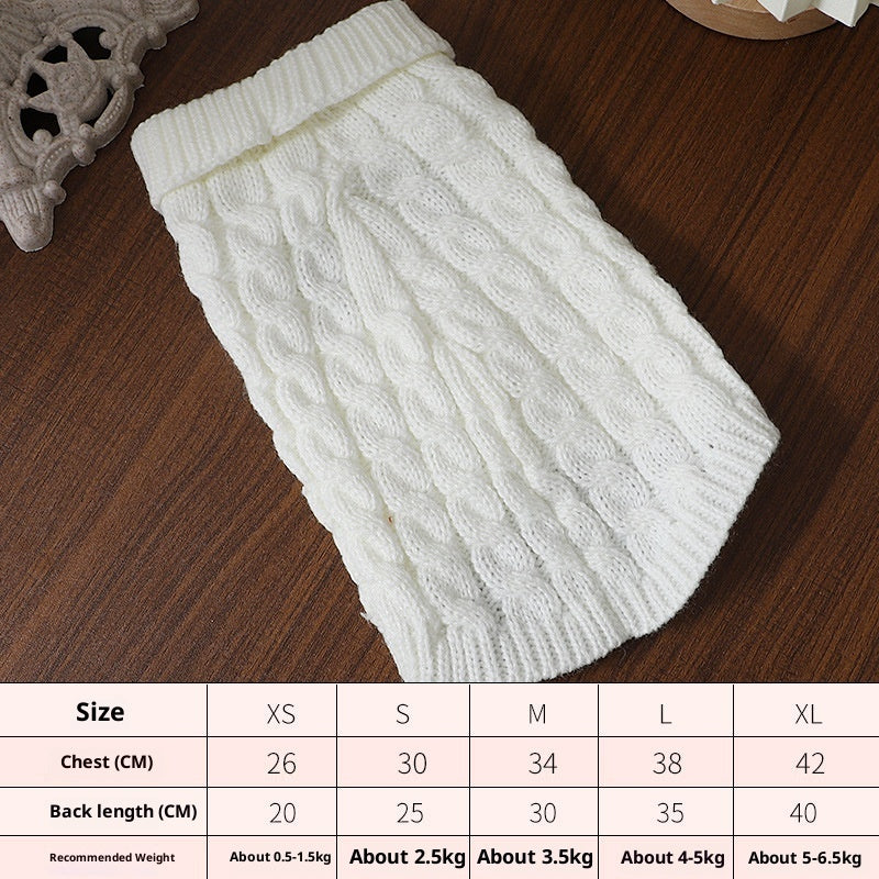 KFX-1240253 Cozy Cable-Knit Pet Sweater in Black, Wine Red, White, and Khaki